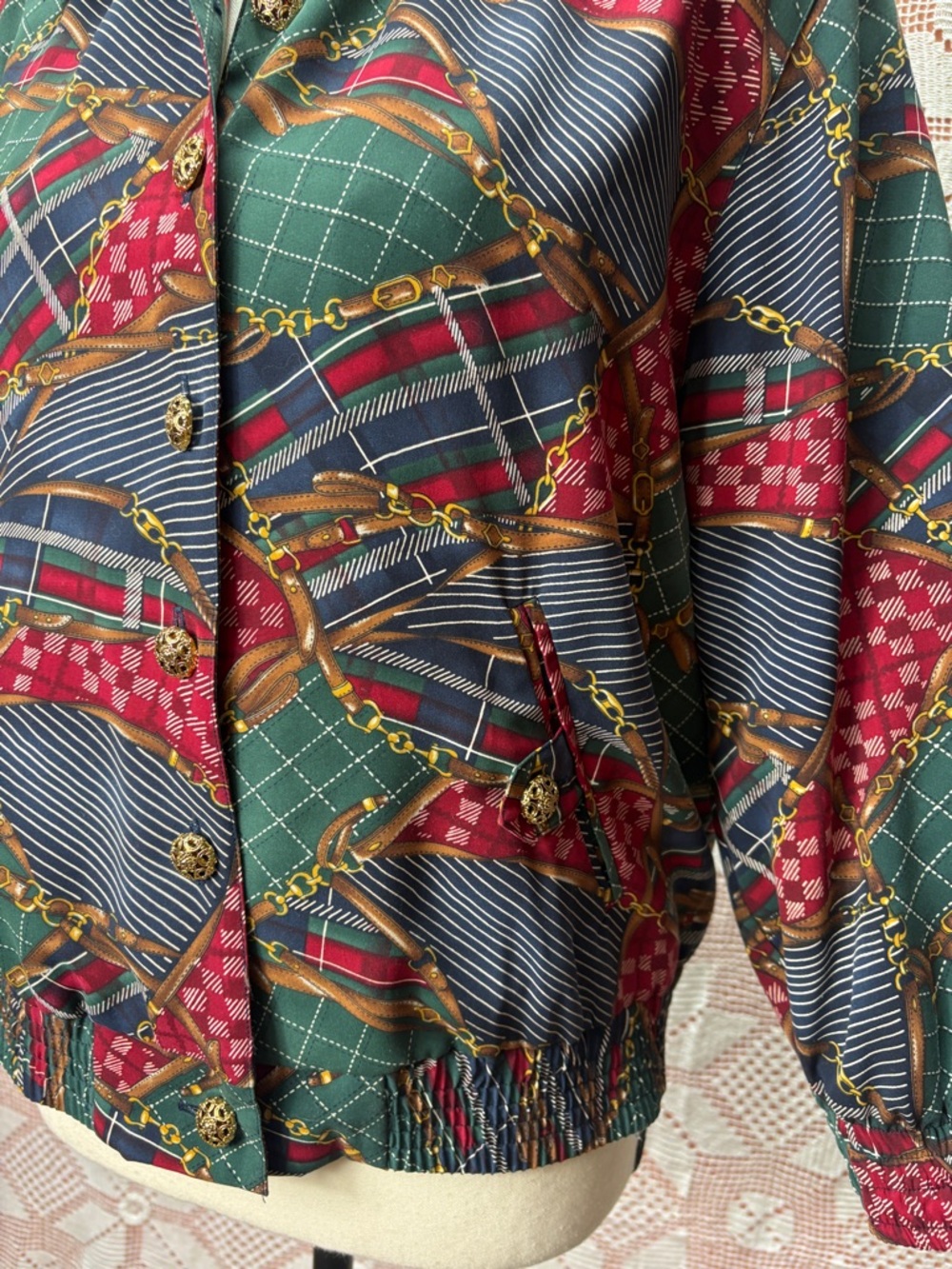 TanJay Petite Printed Jacket | Equestrian Plaid Mix Sz XS - Picture 4 of 13